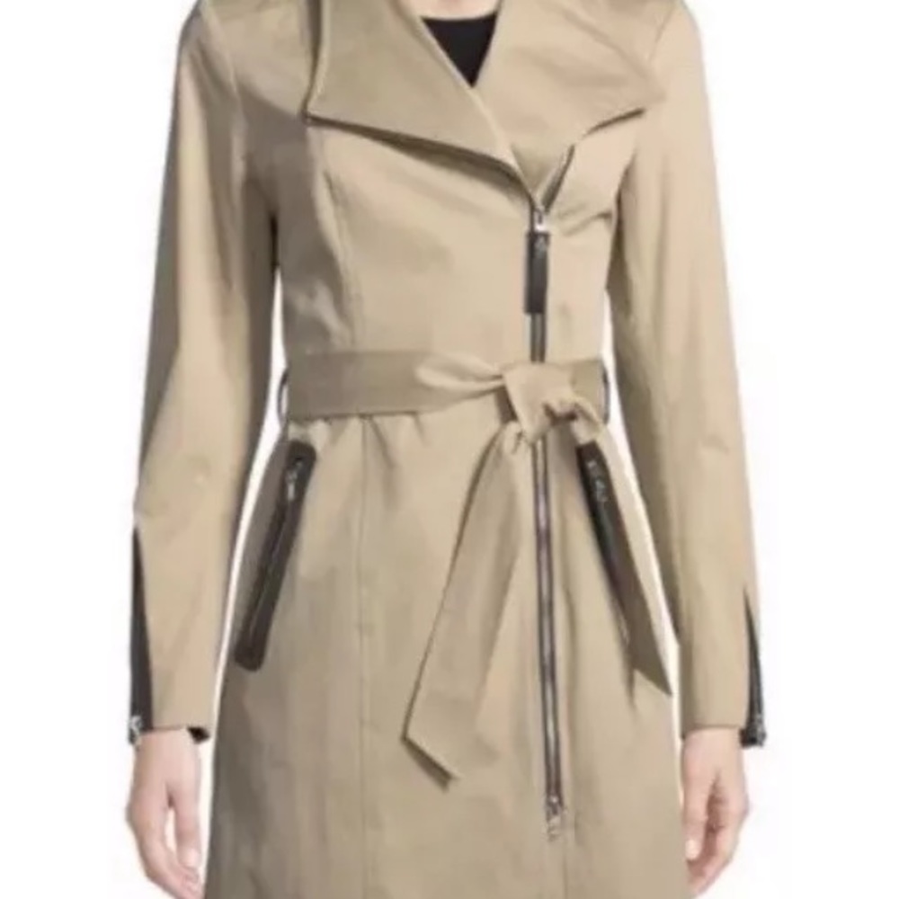 Mackage Estella leather trimmed trench coat  Large